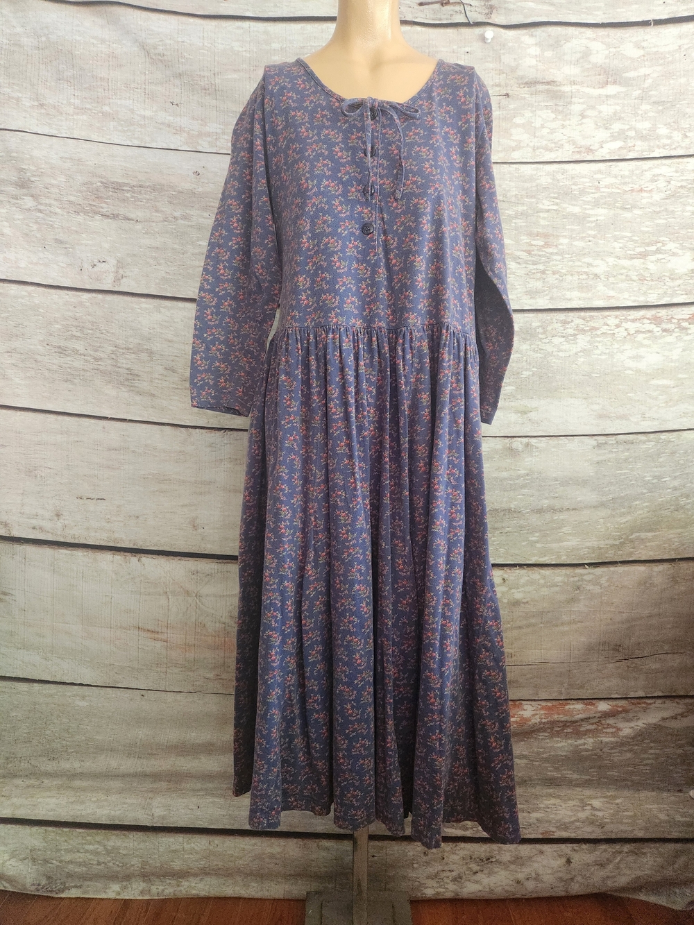Laura Ashley Blue Floral Tie-Neck Maxi Dress